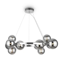 Pendelleuchte Metall Rauchglas G9 B: 67 cm Kugelschirm