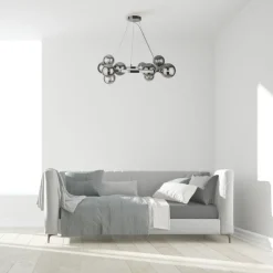 Pendelleuchte Metall Rauchglas G9 B: 67 cm Kugelschirm