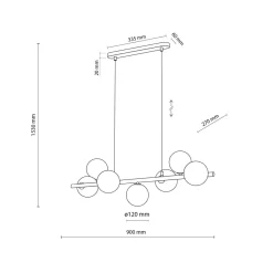 Pendelleuchte Metall Rauchglas L: 90 cm H: max. 153 cm 7x G9