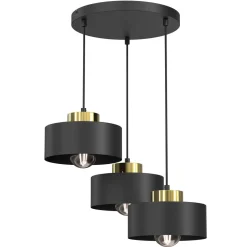 Pendelleuchte Metall Schwarz Gold B:46 cm E27 Loft