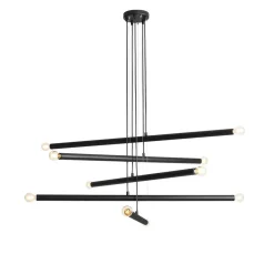 Pendelleuchte Metall Schwarz E14 10-flammig 100 cm lang