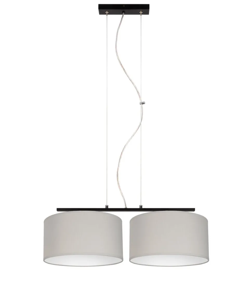 Pendelleuchte Metall Stoff E27 Schwarz Grau blendarm