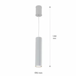 Pendelleuchte Metall Zylinder schmal Ø 5,5 cm Grau GU10