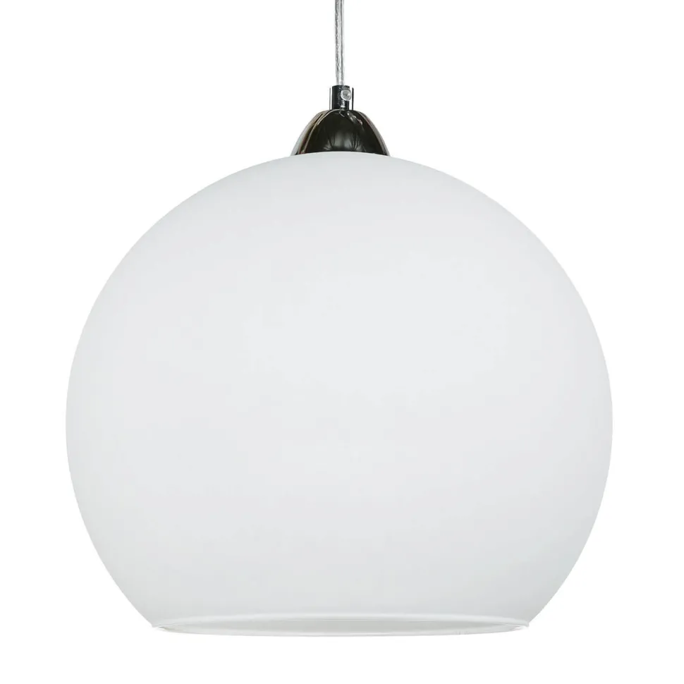 Pendelleuchte mit Glasschirm in Weiß
