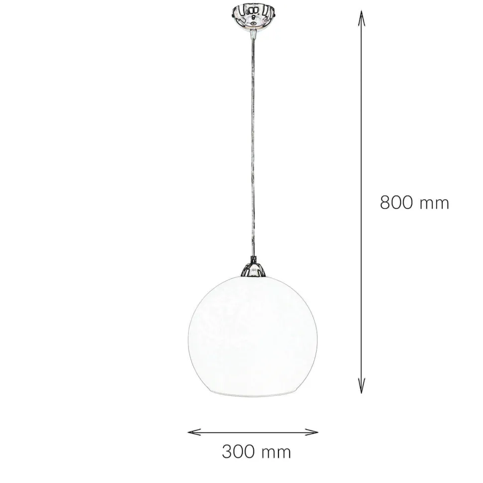 Pendelleuchte mit Glasschirm in Weiß