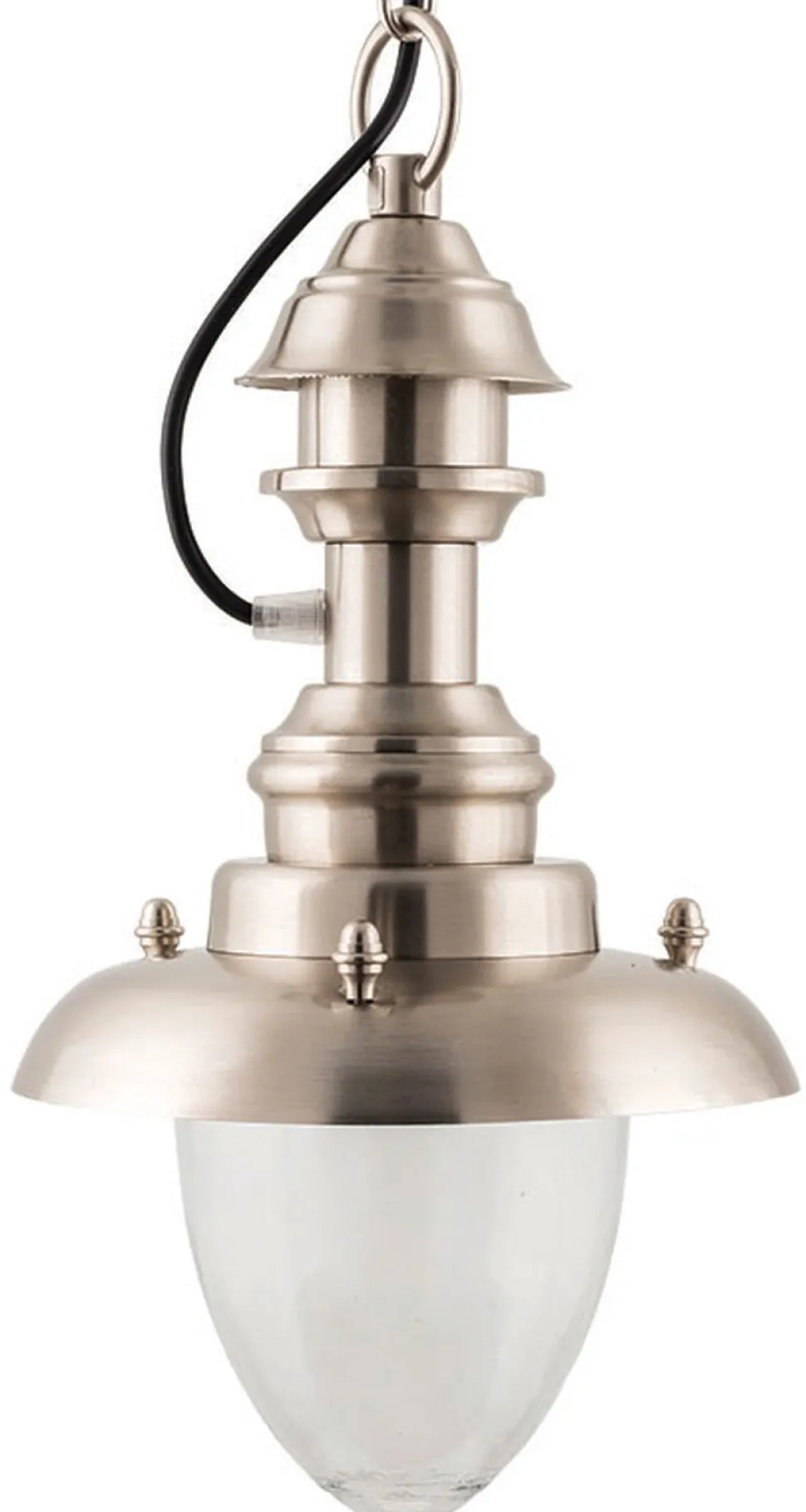 Pendelleuchte Nickel IP43 Echt-Messing Glas Maritim