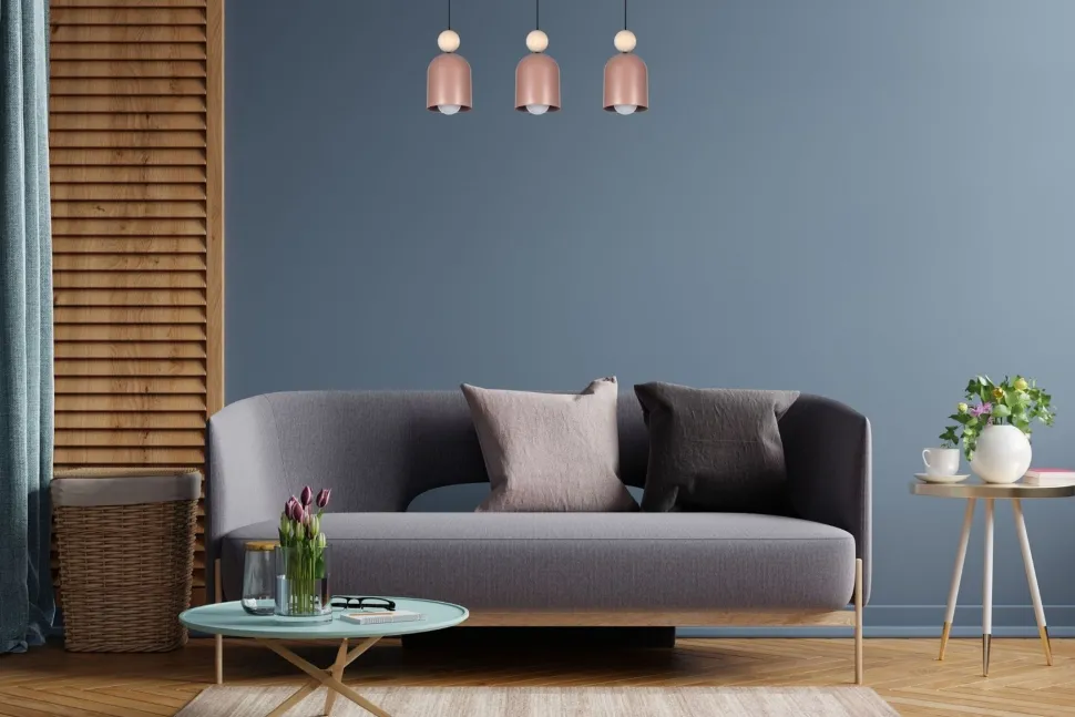 Pendelleuchte Pink Metall Holz 3-flammig E27 66 cm lang