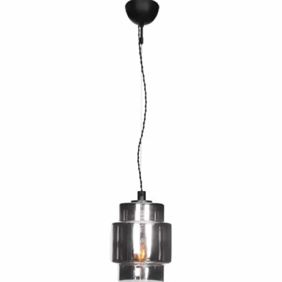 Pendelleuchte Rauchglas 20 cm breit E27 Vintage