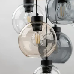 Pendelleuchte Rauchglas H: max. 140 cm verstellbar 9x E27