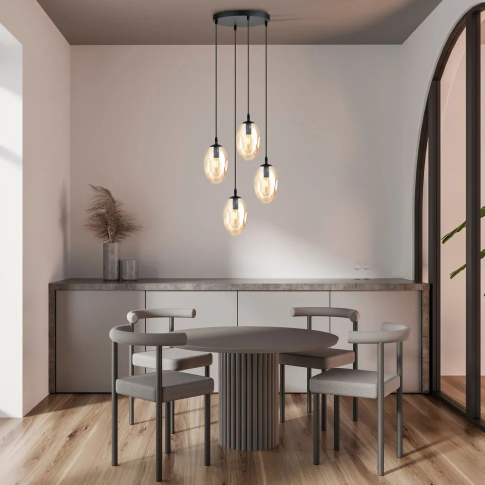 Pendelleuchte Rauchglas in Bernstein Ø 40 cm verstellbar