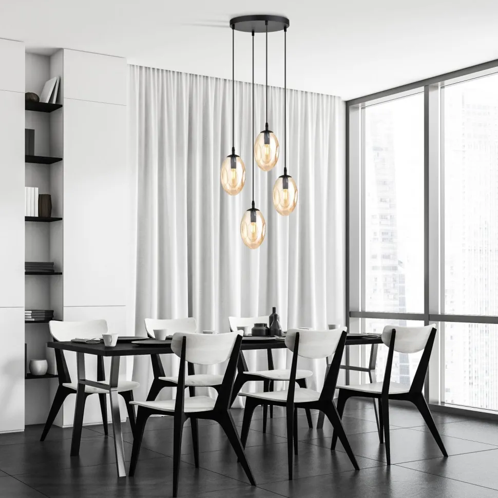 Pendelleuchte Rauchglas in Bernstein Ø 40 cm verstellbar