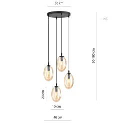 Pendelleuchte Rauchglas in Bernstein Ø 40 cm verstellbar