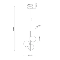 Pendelleuchte Rauchglas Metall B: 23cm in Gold Bernstein MIEKE