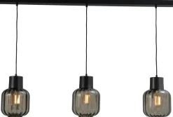 Pendelleuchte Rauchglas Metall 3-flammig E27 Esstisch