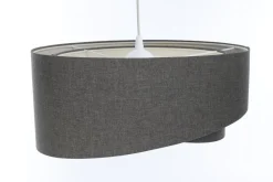 Pendelleuchte rund Ø 50 cm E27 Grau Stoff Modern verstellbar