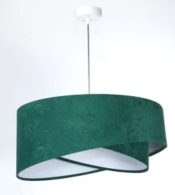 Pendelleuchte rund Ø 50 cm E27 Stoff Velours Optik Grün Weiß