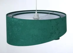 Pendelleuchte rund Ø 50 cm E27 Stoff Velours Optik Grün Weiß