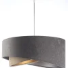 Pendelleuchte rund Ø 50 cm Grau Silber Beige Gold E27 Stoff
