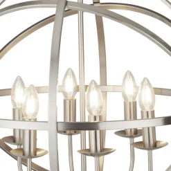 Pendelleuchte rund Ø 60 cm in Silber matt 6-flammig E14