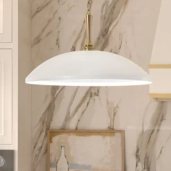 Pendelleuchte rund Ø 50,8 cm Metall E27 Vintage Weiß Bronze