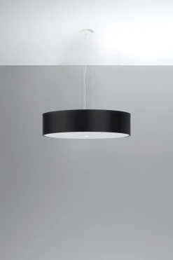 Pendelleuchte rund Ø 50 cm Schwarz blendarm Stoff Glas