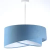 Pendelleuchte rund Ø 50 cm Weiß Blau Stoff Velours Optik E27
