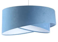 Pendelleuchte rund Ø 50 cm Weiß Blau Stoff Velours Optik E27