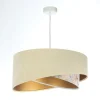 Pendelleuchte rund D: 50 cm E27 Stoff in Beige Creme Gold