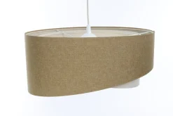 Pendelleuchte rund D: 40 cm E27 Beige Creme verstellbar