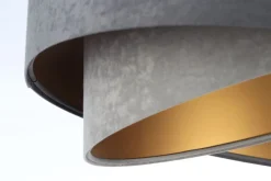 Pendelleuchte rund D: 50 cm Grau Gold E27 Stoffschirm