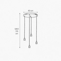 Pendelleuchte Schwarz Ø 40 cm Messing Eisen verstellbar E27
