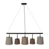 Pendelleuchte Schwarz Braun Beige Stoff Metall 5-flmg