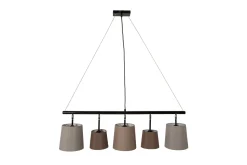 Pendelleuchte Schwarz Braun Beige Stoff Metall 5-flmg