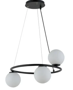 Pendelleuchte Schwarz 3-flammig Metall Glas Rondell