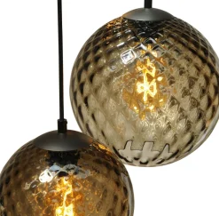 Pendelleuchte Schwarz Glas Metall verstellbar bis 3,5 m