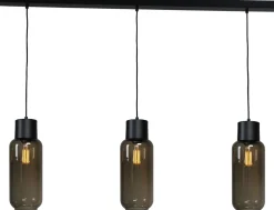 Pendelleuchte Schwarz Glas Metall 3-flammig 130 cm