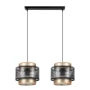 Pendelleuchte Schwarz Gold 2-flammig E27 Stoff blendarm