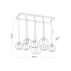 Pendelleuchte Schwarz Graphit 8xE27 Esstisch Lampe
