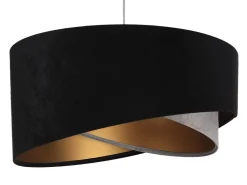 Pendelleuchte Schwarz Grau Gold E27 rund Ø 50 cm Stoff