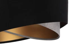 Pendelleuchte Schwarz Grau Gold E27 rund Ø 50 cm Stoff