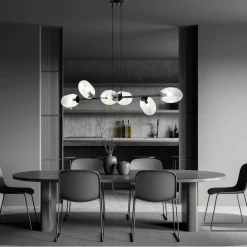 Pendelleuchte Schwarz Klar 6-flammig 120 cm lang