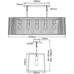 Pendelleuchte Schwarz Messing B: 101,6 cm 5x E27 Metall