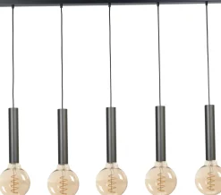 Pendelleuchte Schwarz Metall 5-flammig für E27 ESJA
