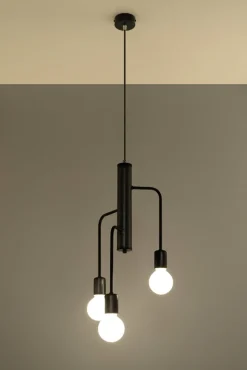 Pendelleuchte Schwarz Metall Retro 3-flammig E27 NERVIA