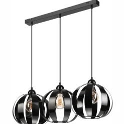 Pendelleuchte Schwarz Metall 3-flammig E27 verstellbar