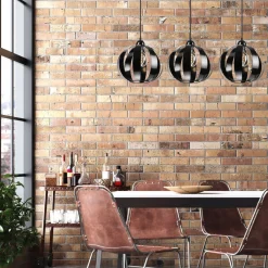 Pendelleuchte Schwarz Metall 3-flammig E27 verstellbar