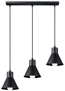 Pendelleuchte Schwarz schmal Retro 3-flammig E27