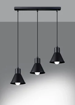 Pendelleuchte Schwarz schmal Retro 3-flammig E27
