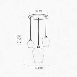Pendelleuchte Schwarz Weiß 3-flammig E27 Ø 47,5 cm ADRIAN