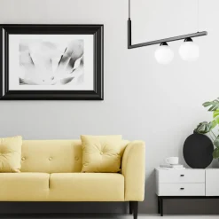 Pendelleuchte Schwarz Weiß länglich Glas Metall 2x G9